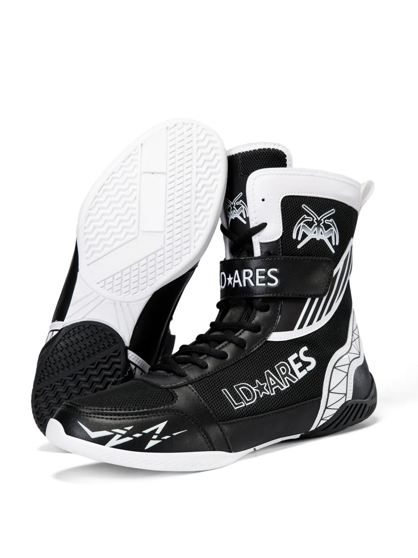 Men's Wrestling Training Shoes, High-Top Martial Arts Sneakers, Taekwondo Kickboxing Trainer, Anti-Rip Textile, Slip-Resistant, All Seasons