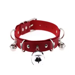 Sweet Cool PU Leather Choker Necklace with Bell Charm, Adjustable Trendy Clavicle Chain, Fashion Jewelry for Party Christmas Halloween & Gift