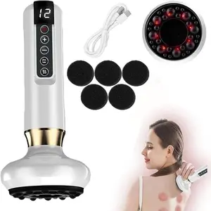 Electric Cupping Massager, Smart Gua Sha Machine, 12 Adjustable Suction Levels, LED Red Light Heating Vacuum Massage Tool, Body Sculpting, Unisex, Gift Idea