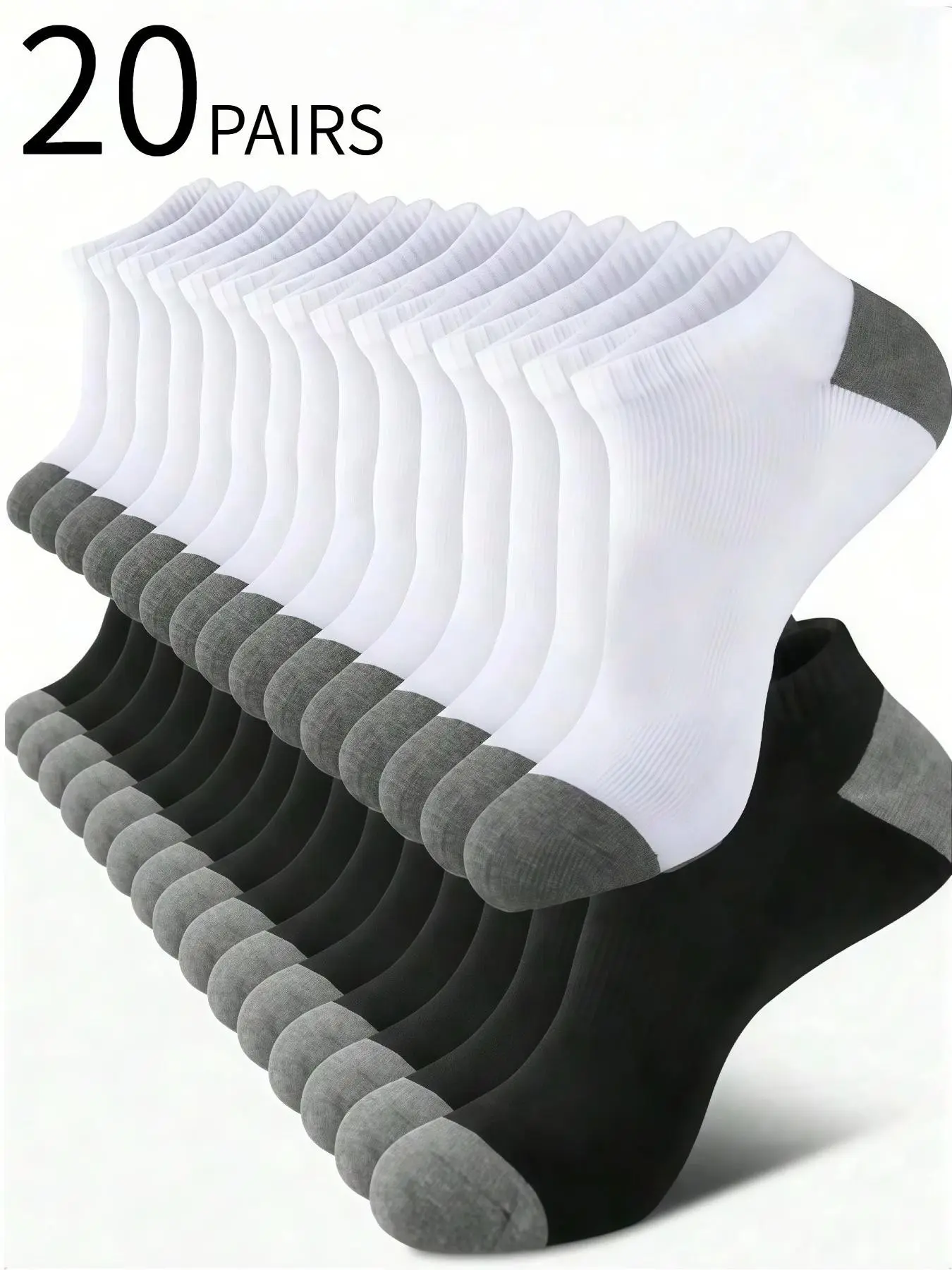 20 Pairs Colorblock Boat Socks, Unisex Everyday Sweat-Wicking Breathable Lightweight Crew Socks, Casual Daily Socks, Casual Style Plain Surface Design