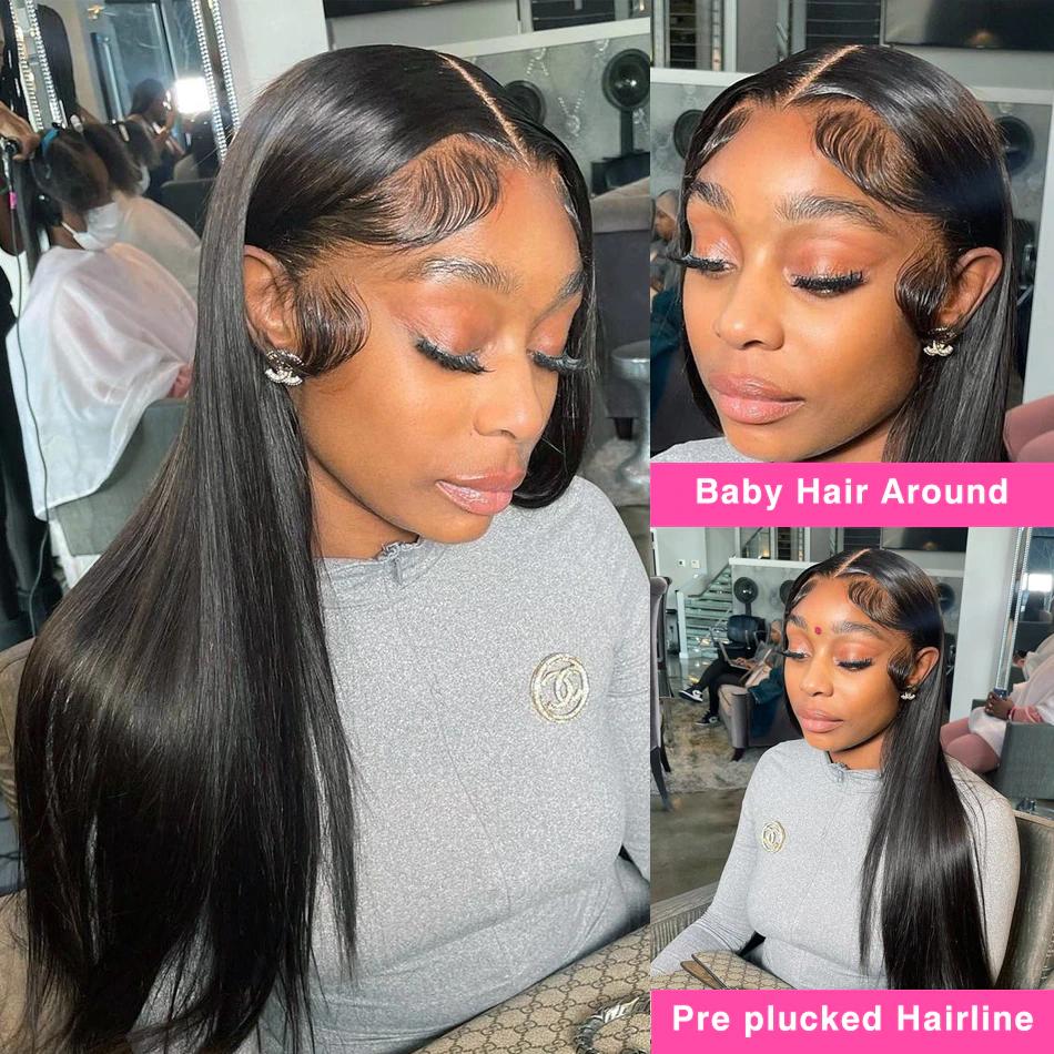 Bling Hair 180 Density Hd Transparent 13x6 Lace Frontal Wig Straight 13x4 Lace Front Wig 32 34 Inch Long Size 4x4 Closure Human Hair Pre plucked Wigs For Women