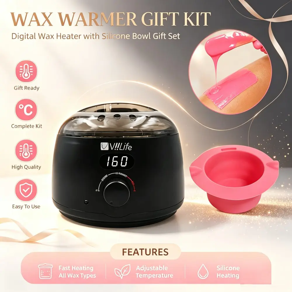 The digital display wax depilation kit, hard wax kit, suitable for the entire body, legs, face, eyebrows, bikini area, Brazilian wax depilation kit, suitable for both men and women, user-friendly design, salon-grade digital display wax heater depilation k