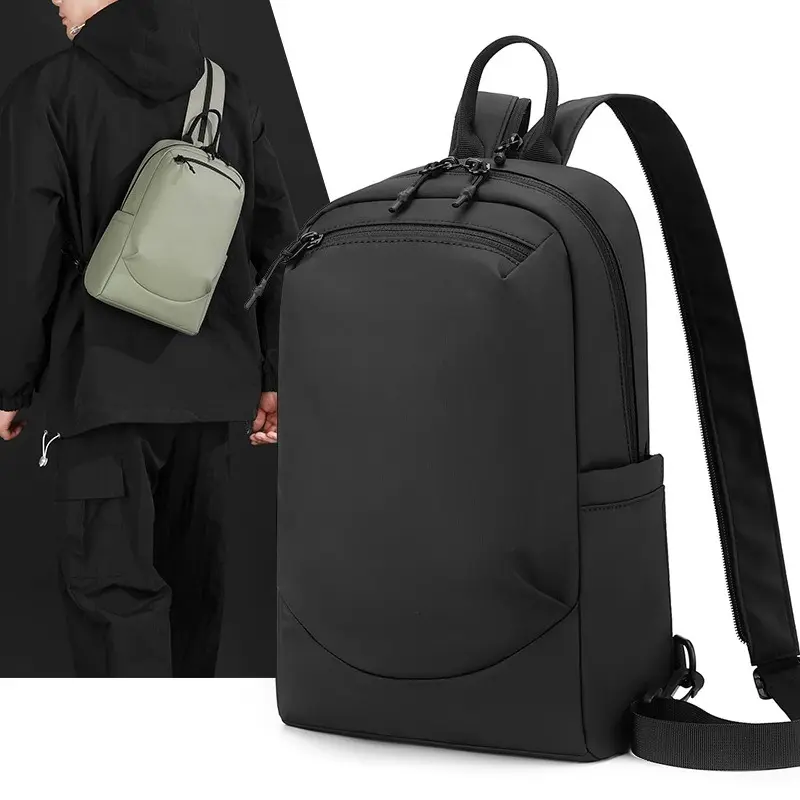 Chic Lightweight Nylon Plain Multi-Functional Convertible Backpack - Unisex Durable Business Commuter Sling Chest Bag for Outdoor Travel, Office Commuting, Everyday Use