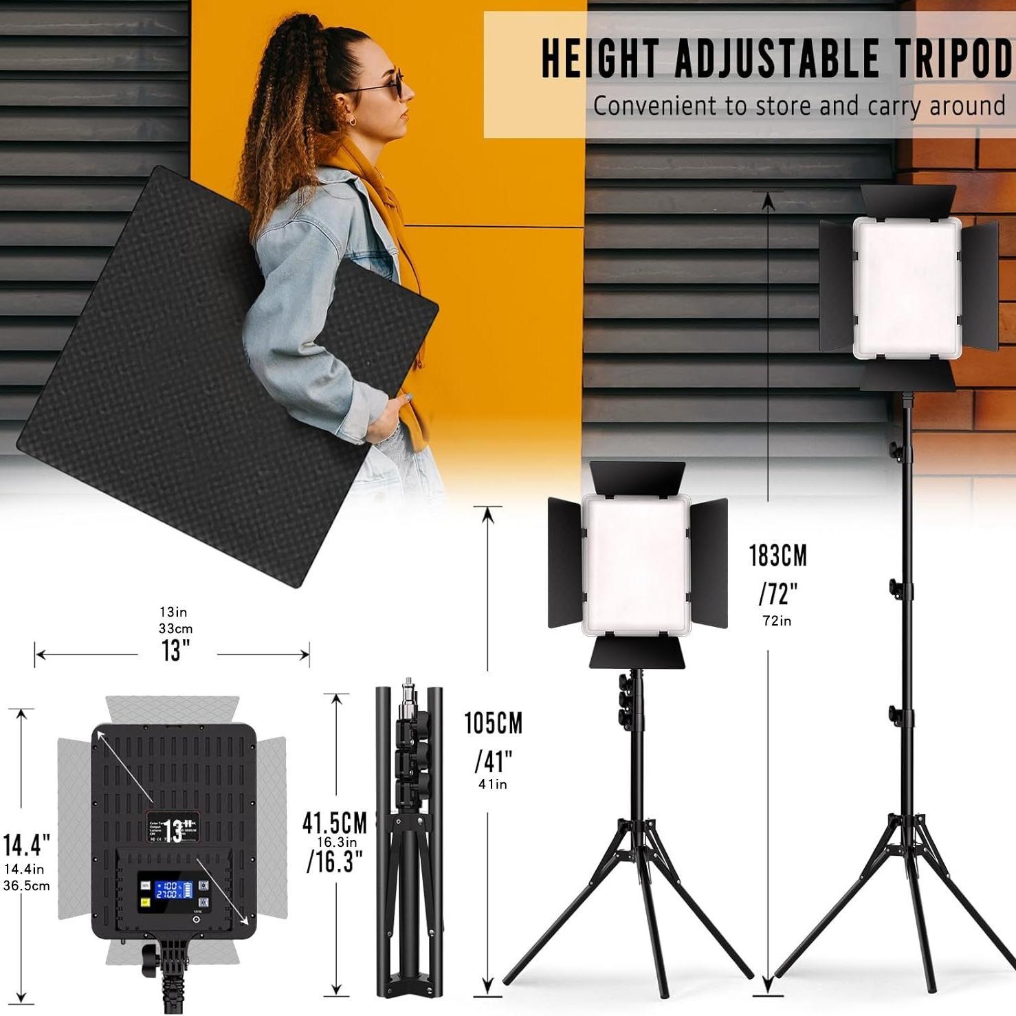 Photography Lighting Kit, 36W Dual Color Studio Light, CRI 95+ Adjustable LED Video Light Kit with Remote Control & Tripod, Camera Accessories for Video Recording/Photography, Adjustable Light Stand, Soft Fill Light, Photographic Fill Light