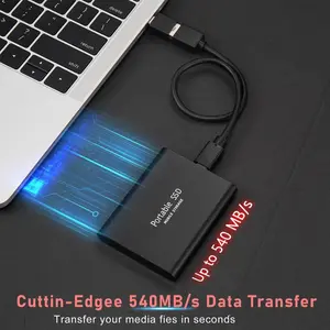 Large Capacity External SSD, Quiet Operation Mobile Storage, USB3.2 Type-C High Speed Solid State Disk for PC, MAC
