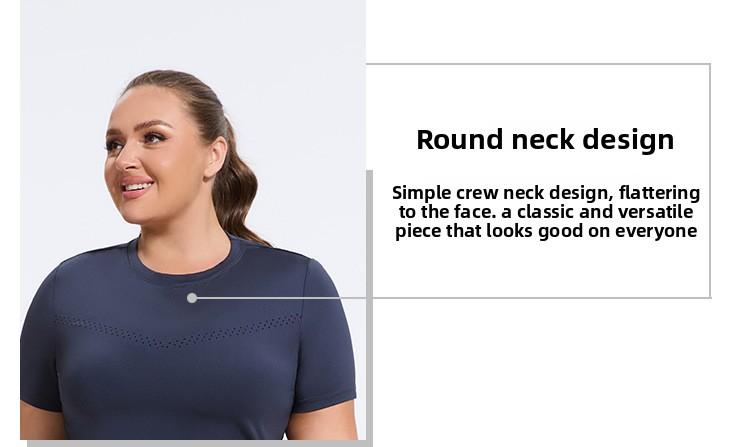 Plus size yoga fitness running elastic T-shirt, sports loose mesh short sleeves quick drying workout tops baggy gym fits oversized