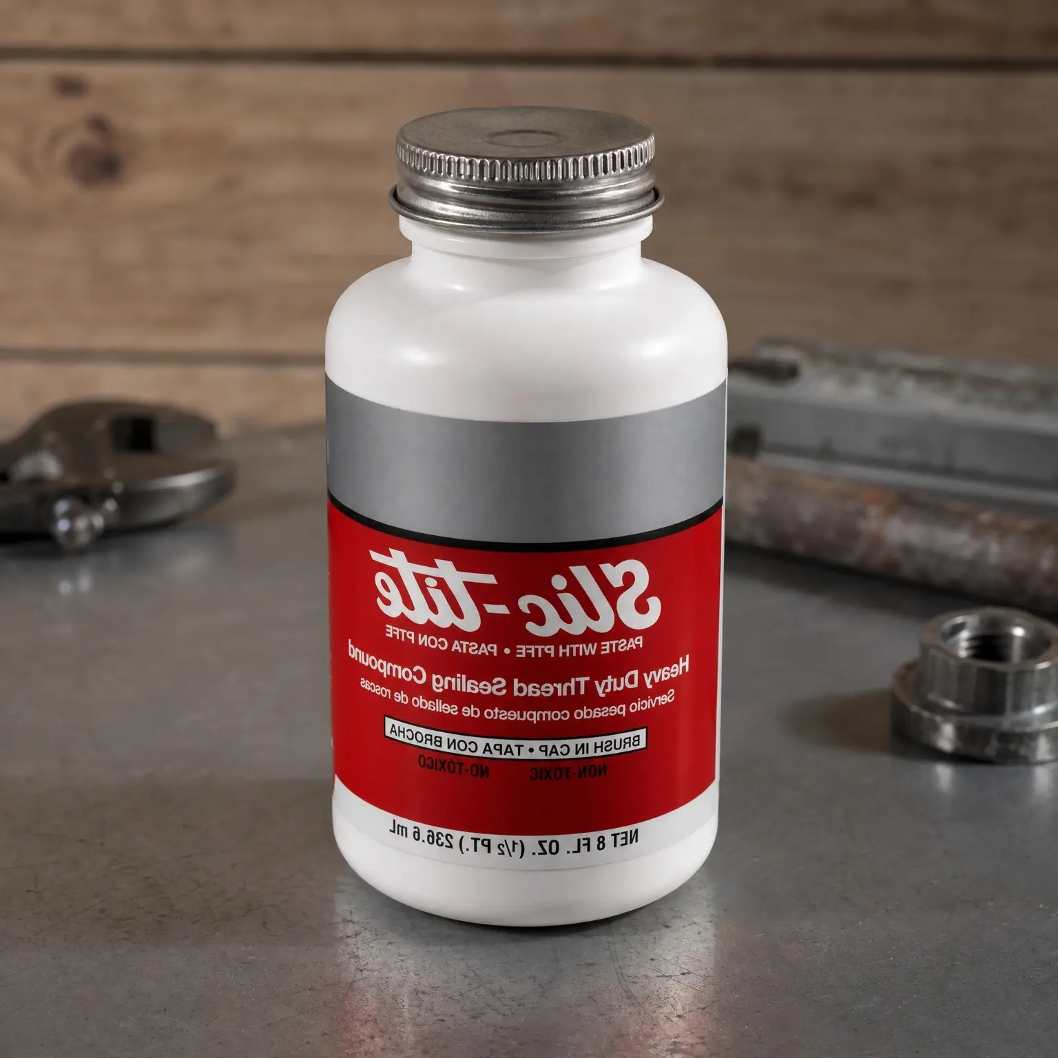 Premium Thread Sealant Paste with PTFE, -50 to 500°F, 1/2 pt Jar with Brush in Cap, White, 42019Gift