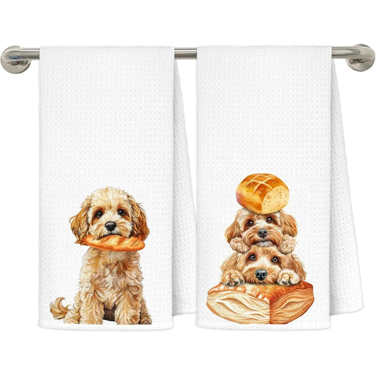 Funny Goldendoodle Towels Set of 2, Goldendoodle Gifts for Dish Tea Towels, Cute Baking Chef Golden Doodle Dog Decorative Hand for Bakery, 16x24 Inches