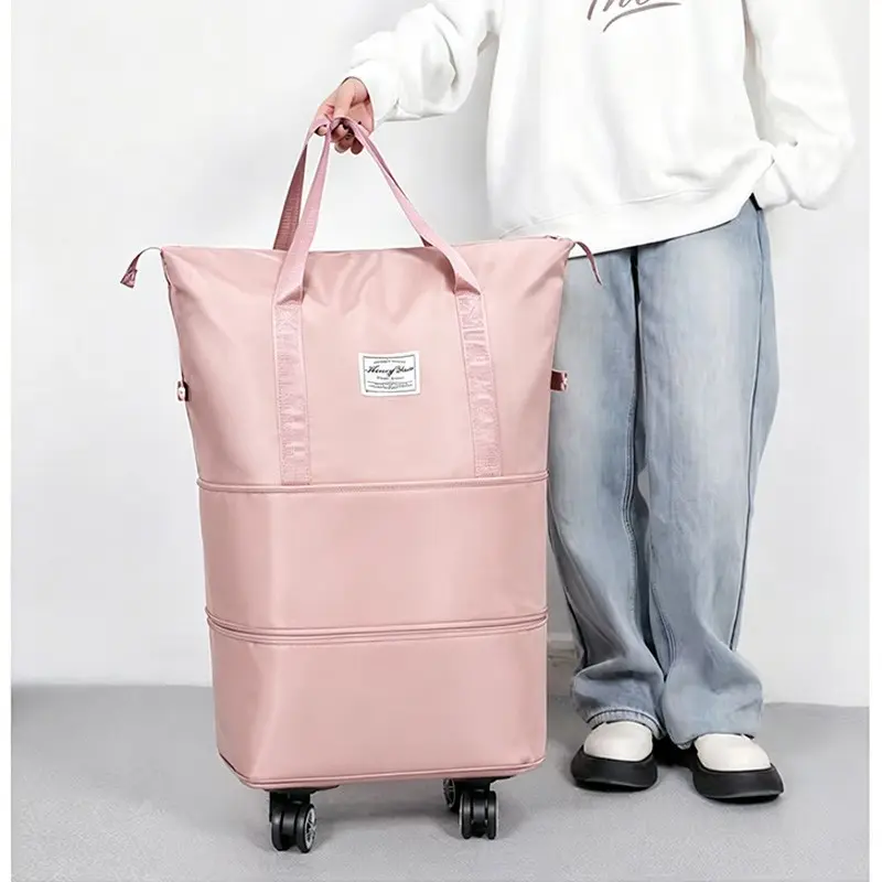 Expandable Rolling Travel Bag, Large Capacity Waterproof Carry-On, Detachable Wheels, Dry/wet Separation, Ideal for Business, Fitness, Weekend Trips, Duffle Bag With Wheels