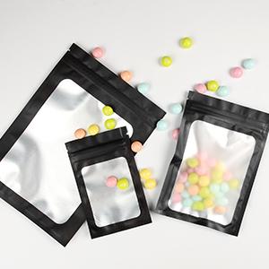 100 Pack Resealable Mylar Bags 4 x 6 Inch Smell Proof Bags with Clear Window Foil Pouch Bag Flat Bag Matte Black