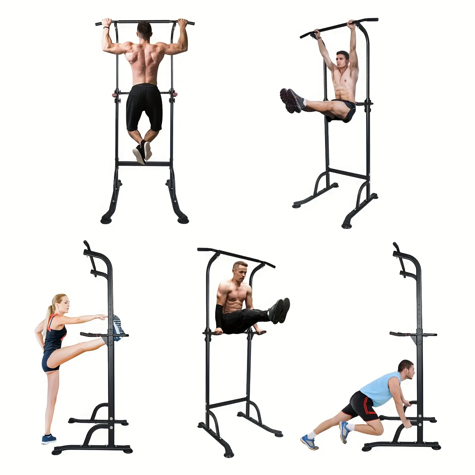 Power Tower Pull Up Bar Dip Station, Height Adjustable Dip Bar Stand for Home Gym, Strength Training Fitness Workout Equipment