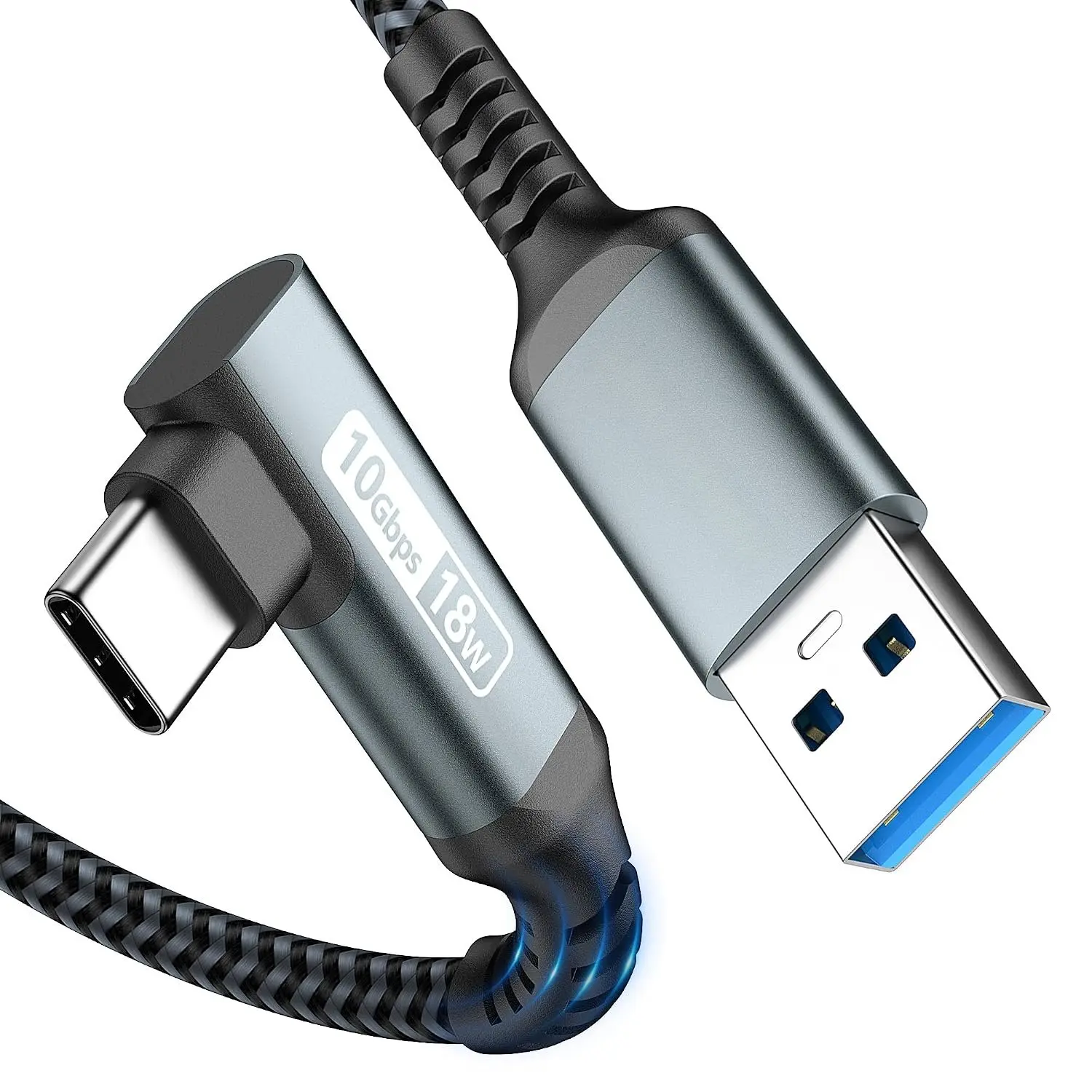 0.8FT, 10Gbps Right Angle USB A to C 3.1 Gen 2 High Speed Data Transfer , Compatible , USB C  Charger  for 15/15 Pro Max, iPad Pro,  S24