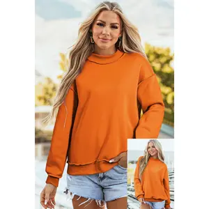 Carrot Oversize Drop Shoulder Reversible Mock Neck Sweatshirt
