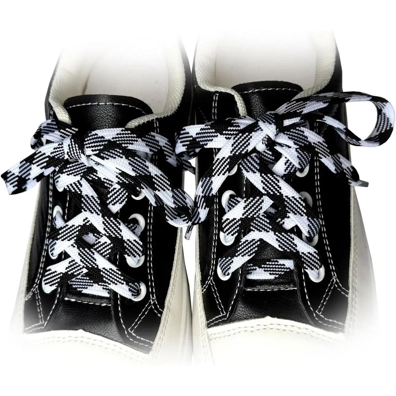 Double Layer Fashion Checkered Shoelaces  Flat Shoe Laces for Sneakers  Shoes Boots "