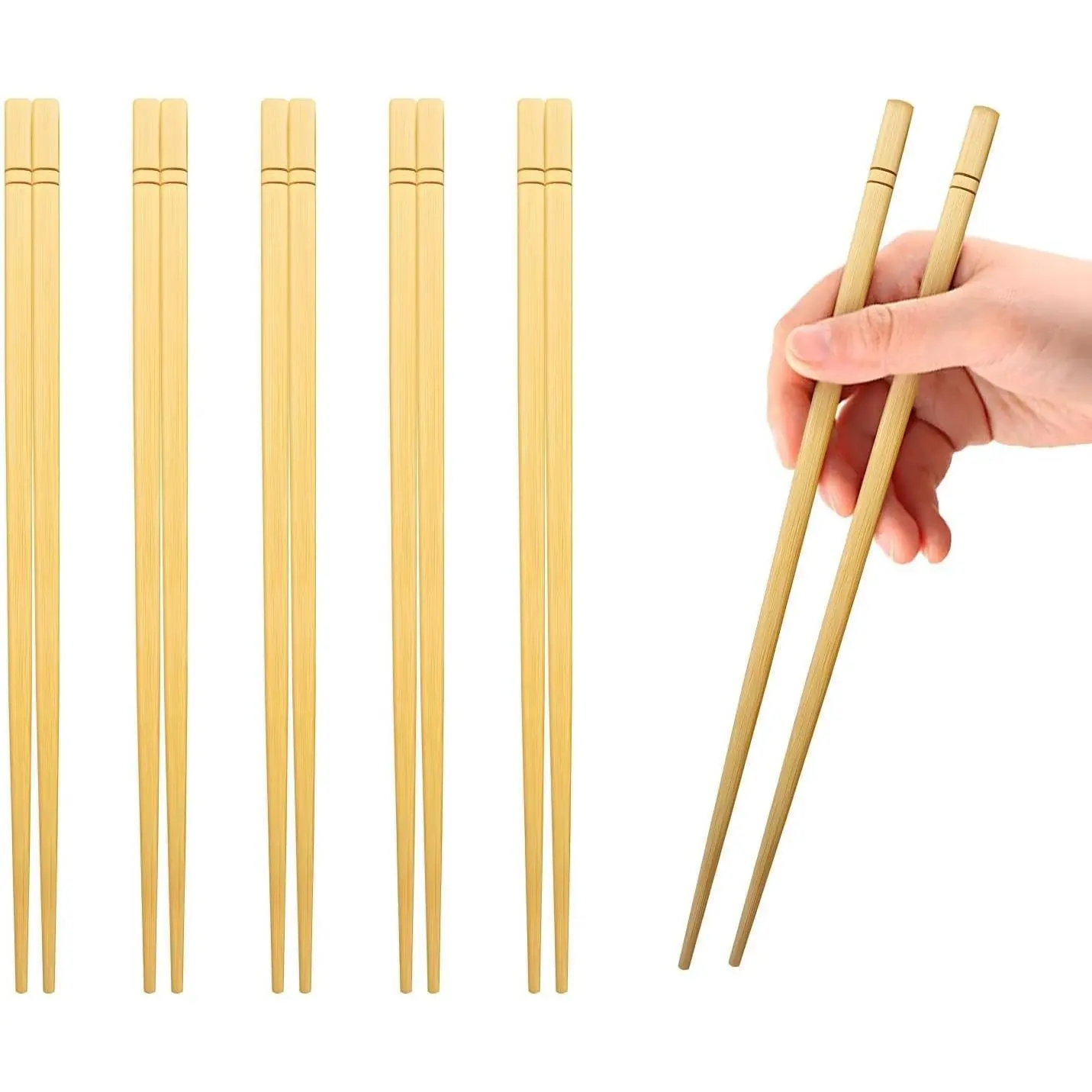 9.5 Inch X 5 Pairs Chopsticks,Reusable,Simplea and Minimalistic Design,More Size Choices 7"/9.5"/12"