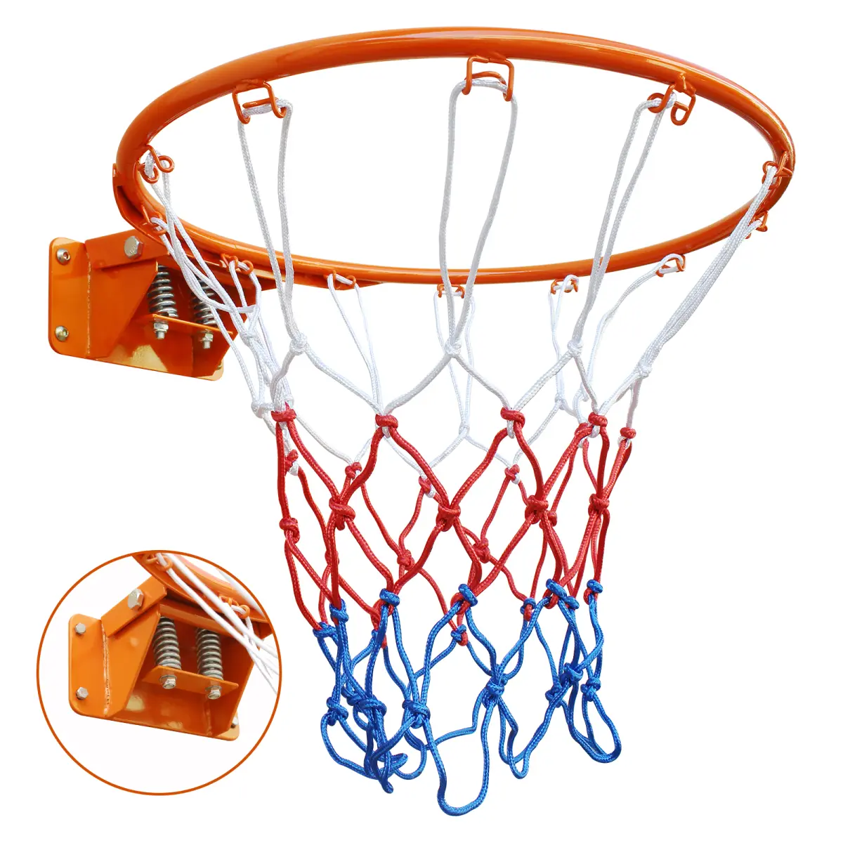 Basketball Double Spring Solid Rim, 18" Steel Basketball Rim for Indoor and Outdoor Orange