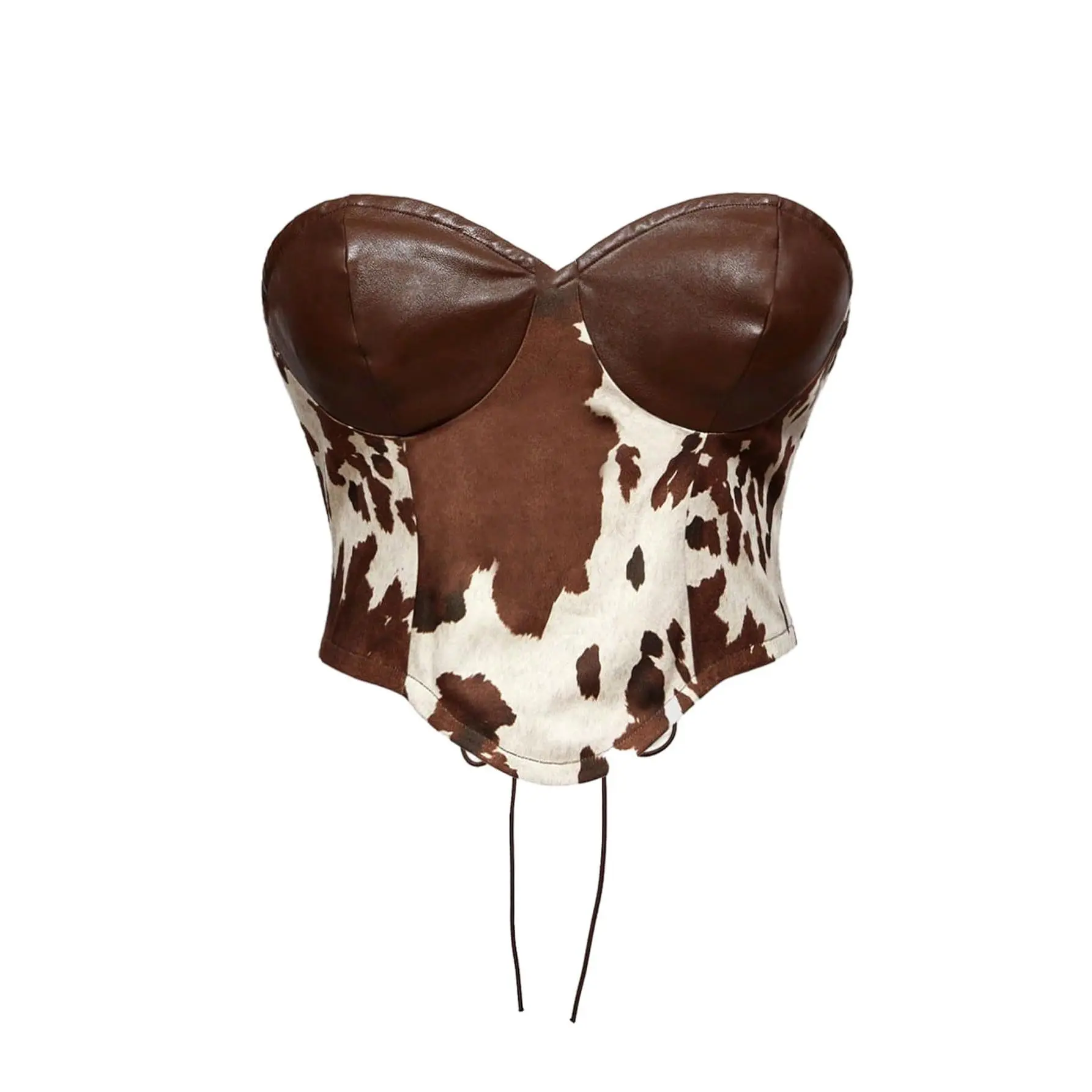 Cowgirl Outfits Cow Print Top Summer Leather Backless Crop Corset Tops, Western Top, Concert Outfits