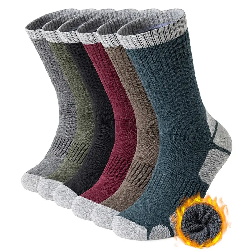 2026 Fall Winter New Men's Thick Terry Crew Socks Thermal Heat Retention Business & Athletic Warm Socks