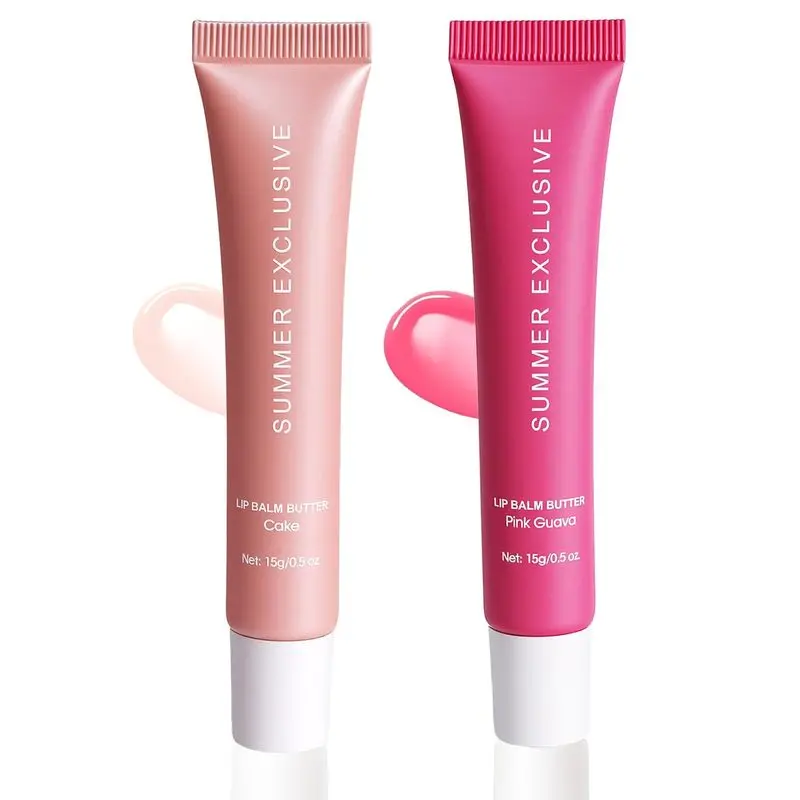 Summer Lip Balm Butter As Lips Care Gift For Women Or Teens Cake+Pink Guava |   Nourishing Lip Care With Natural Ingredients,Long-lasting Hydrating Non-Sticky, Soothes & Softens Dry Lips