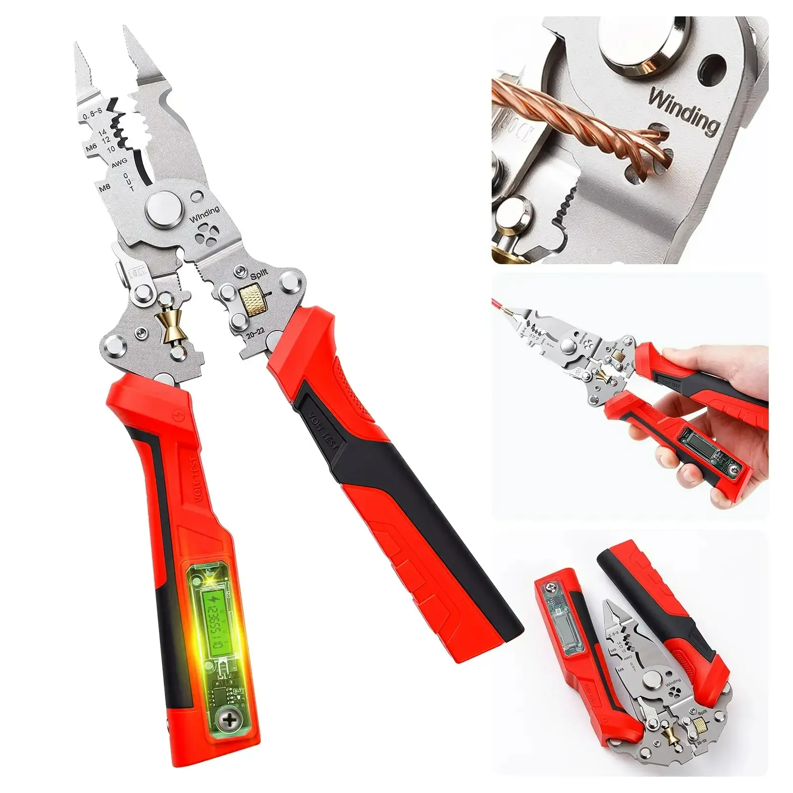 16-in-1 Wire Stripping Pliers, 2026 New Rechargeable Wire Strippers Tool with Voltage Tester&Alarms, Detectable 12-250V, Heavy-Duty Electrical Pliers&Wire Cutters–for Professional and Home Use