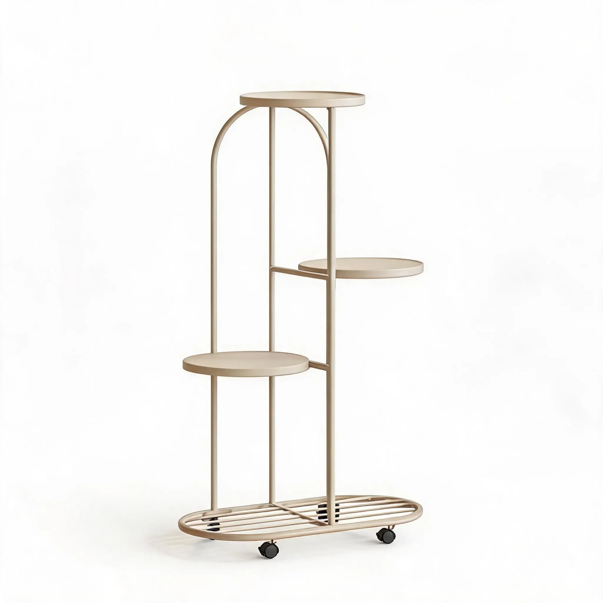 Metal Plant Stand with Wheels - 4 Tier Rolling Flower Display Shelf for Indoor Plants, Living Room, Patio & Balcony