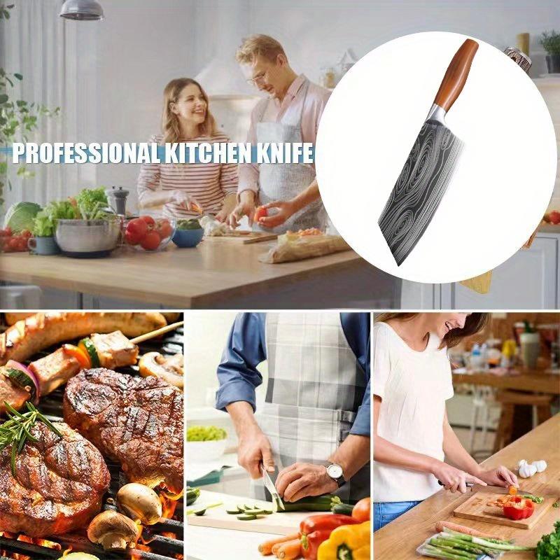 Sharp Stainless Steel Kitchen Knife Damascus-cut Knife Household Cleaver Bone Knife Melon and Fruit Knife Chef's Knife