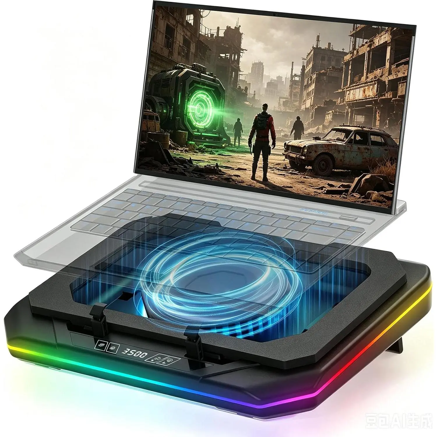 Cooling Pad for  Alienware m17 m16 m15 x17 x16 x15 x14 Area-51m 14-17 inch Gaming Laptop,Cooler it is Undoubtedly The  of Heat Dissipation with  Turbo Fan,6 RGB Light Mode, Start