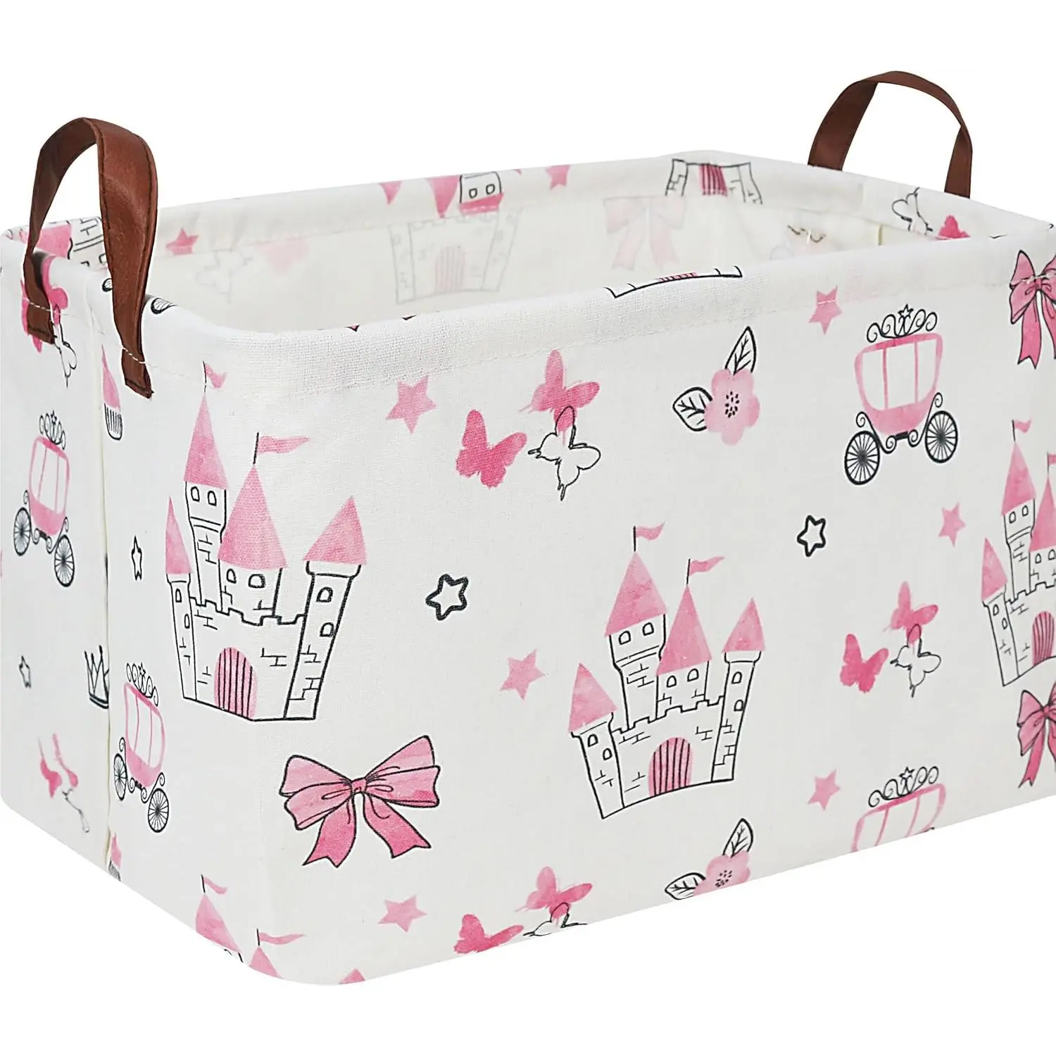 Rectangle Storage Basket with Handles,Collapsible Storage Bin,Books Box,Gift Basket(Pink Princess)
