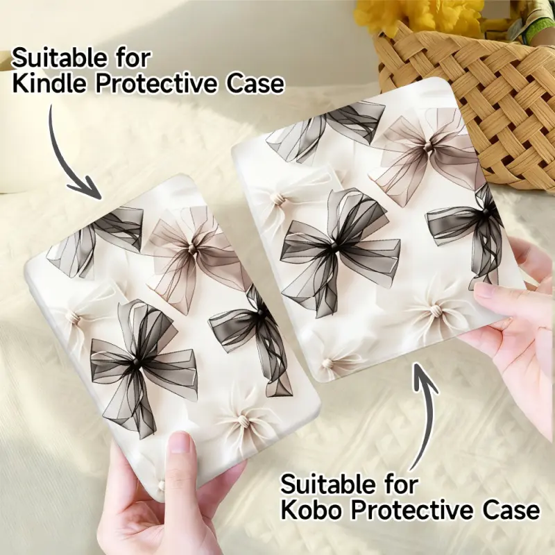for Kindle/kobo/Tolino Case Black And White Bow Pattern for New Kindle 11Th 2019, for Kindle 11th Generation Case for Kindle 11Th (2022/2024), 6-Inch, 7-Inch Kindle Paperwhite 12Th Generation 2024 Vision Color (2024) /Vision 6 (2021）/Shine Color (2024), F