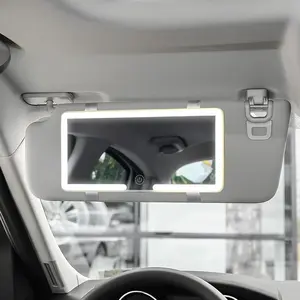 Car Vanity Mirror with Lights & Magnifying Glass,Touchable Vanity Car Mirror with Adjustable Lighting and Long Time Use,Rechargeable Vehicle Accessories Sun Visor Mirrors