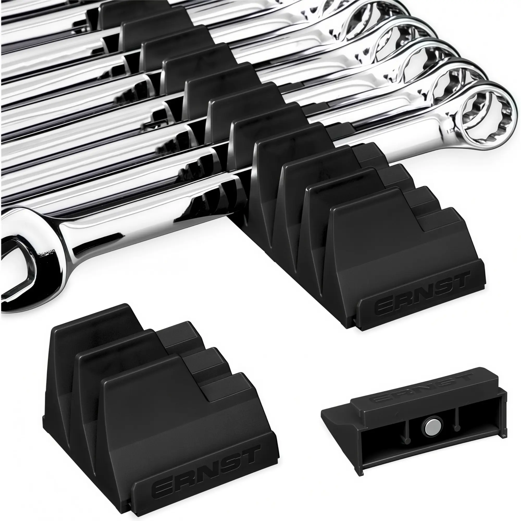 Magnetic Base Modular Wrench Organizer Rack, Suitable for 40 Tools, Durable Storage Solution, Space-Saving Design, Easy Access, Tool Storage Organiser
