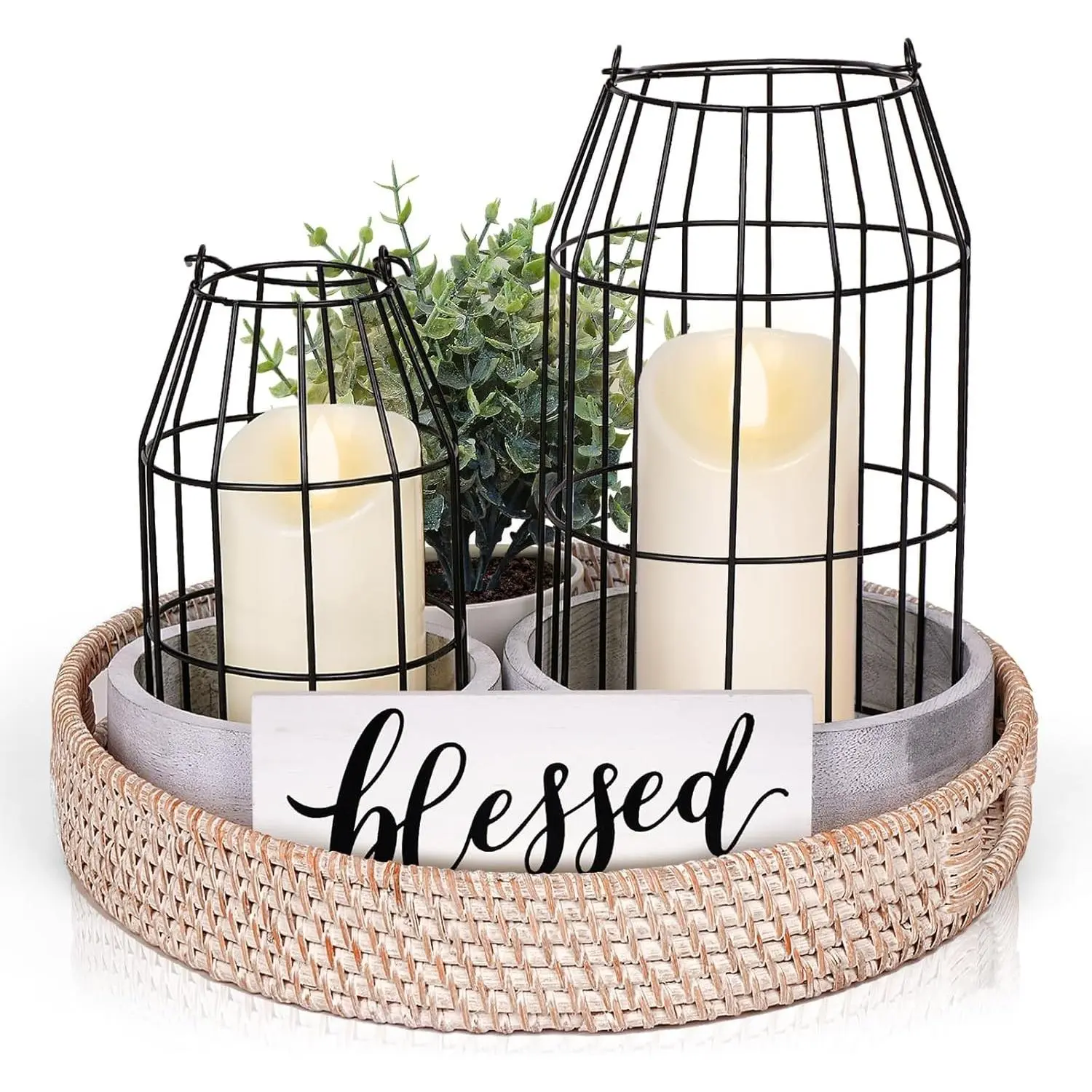 Rustic Farmhouse 7-Piece Decor Set - Decorating My Apartment, Living Room Dining Table Centerpieces, Modern Upscale Kitchen Counter Decor
