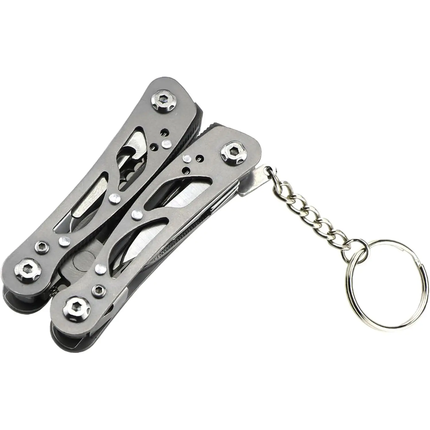 Small Multitool Pliers,Outdoor Pocket Multitools Mini Pliers |  Gifts for Mens, Boys, Birthdays, Christmas, , 15 In 1 Stainless Steel Accessible Tools(Grey)
