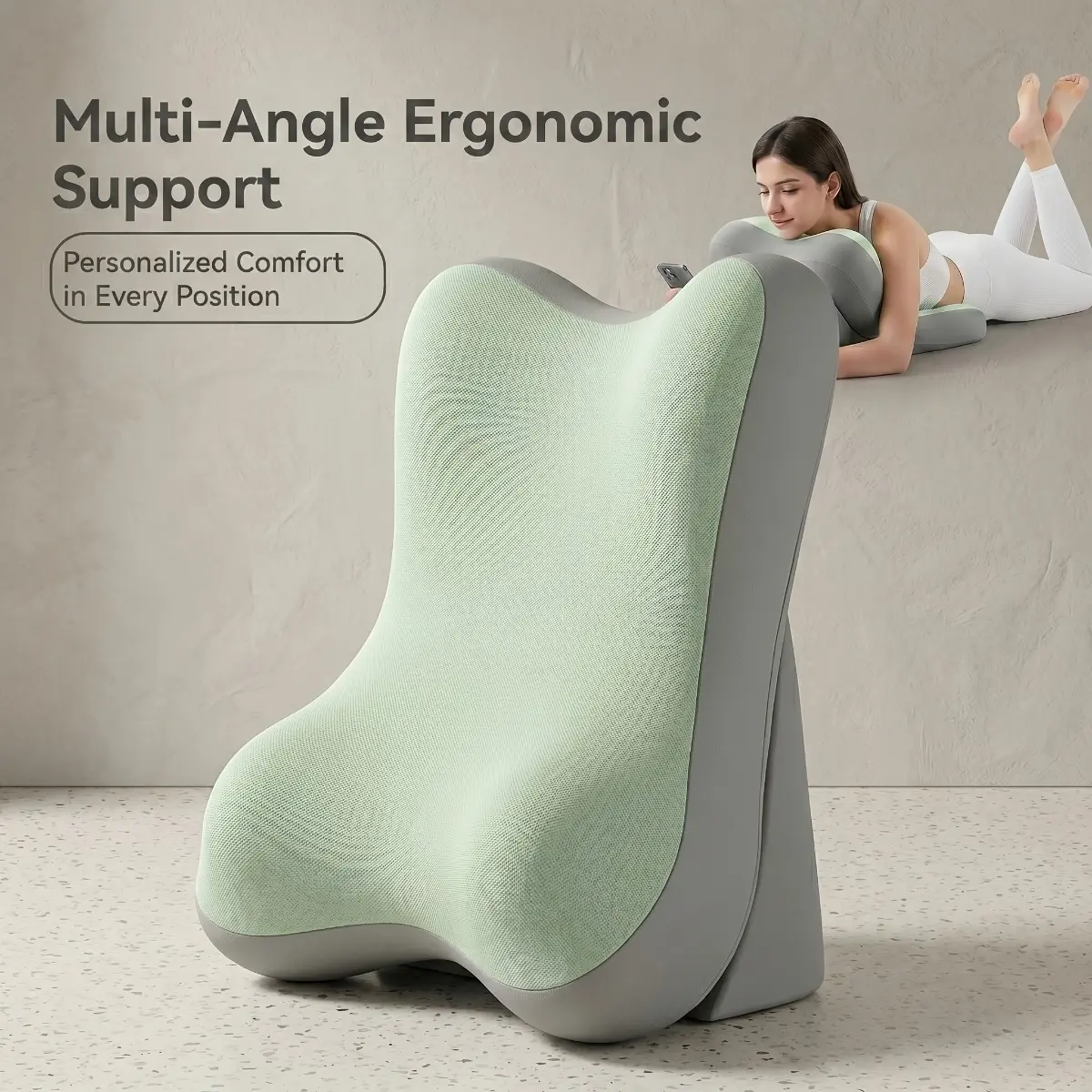 2-Piece Industrial Grade Bed Wedge Pillow Kit, High-Strength Orthopedic Back & Neck Support Cushion, Ergonomic Adjustable Reading Pillow for Sitting Up, Ultimate Living Room Lounging Gear Pack With Cushion