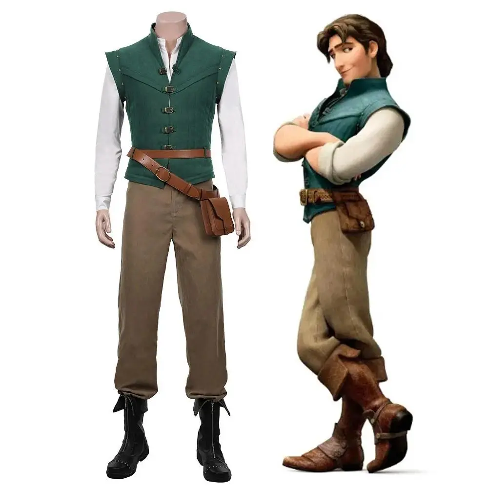 Women's Flynn Rider Inspired Cosplay Suit Outfit, Adult Prince Character Look Polyester Set, Solid Vest for Holiday Halloween Parties
