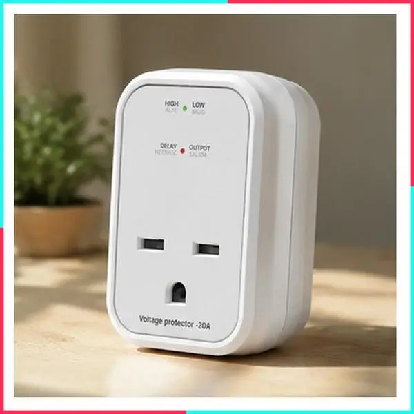 220V Surge Protector Electronic Voltage Protector for Home Appliance Refrigerators One Outlet Plug 20A, 4400W, White