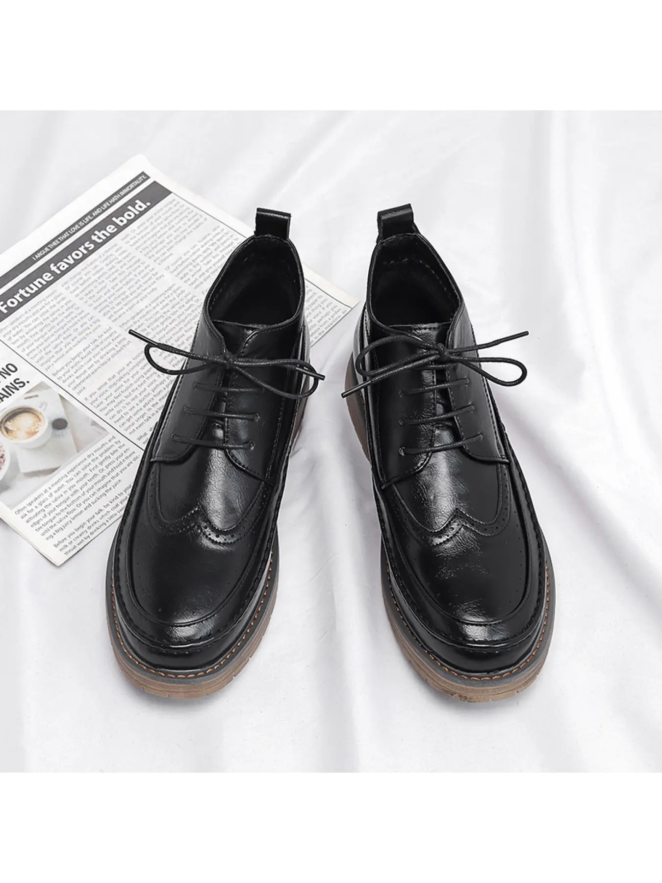 British Style Carved Brogue Ankle Boots for Men Shock Absorb Chunky Sole Office Walking Footwear