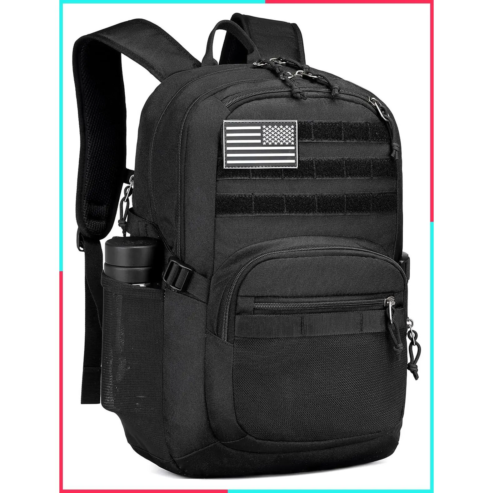 Military Tactical Backpack for Men, 3-Day Assault Pack with MOLLE System, 25L Outdoor Adventure Bag, Black