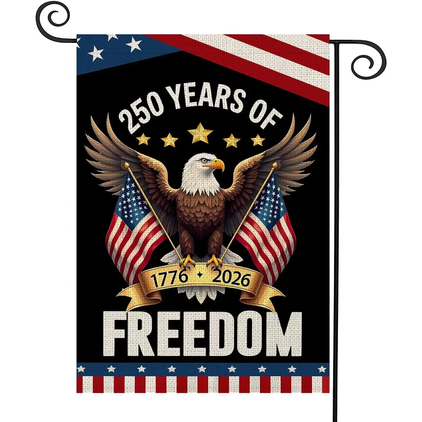250th Anniversary USA Patriotic Garden Flag, 1776-2026 Commemorative Double-Sided Eagle Design Banner, 12x18in Stars and Stripes Bright All Seasons Backyard Decor for Holiday Celebrations