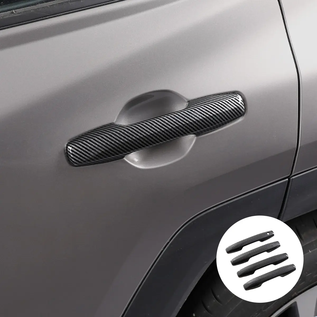 4-Piece Toyota Rav4 2026 Carbon Fiber Texture Door Handle Cover, Car Exterior Decoration Accessories, Auto Modification Parts