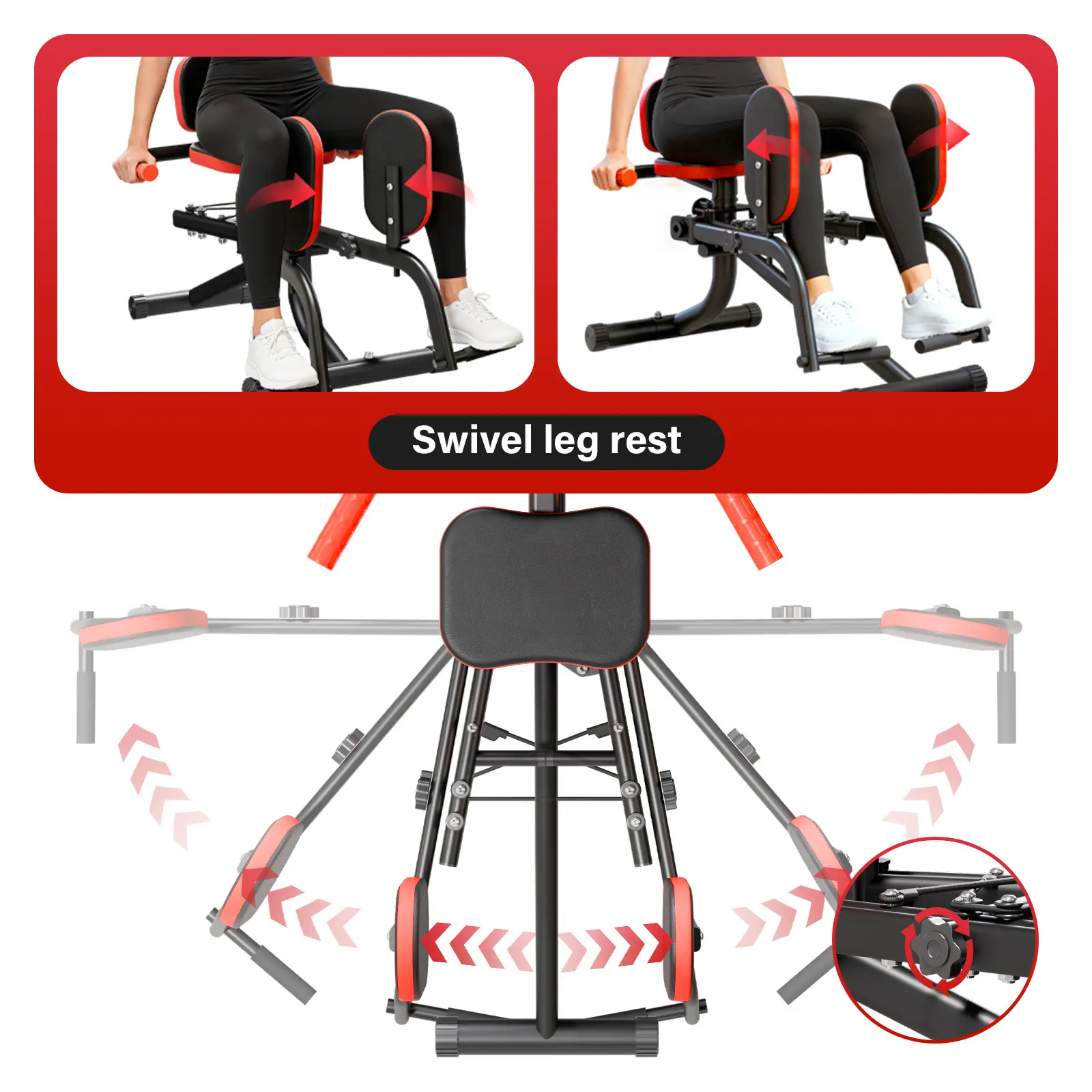2-In-1 Dual Resistance Band Hip Trainer, Hip Abductor Machine for Home Gym, Upper Back Exerciser, Adjustable Glute Trainer, Thigh Workout Equipment for Hip Sculpting And Butt Lifting, Made of 304 Stainless Steel