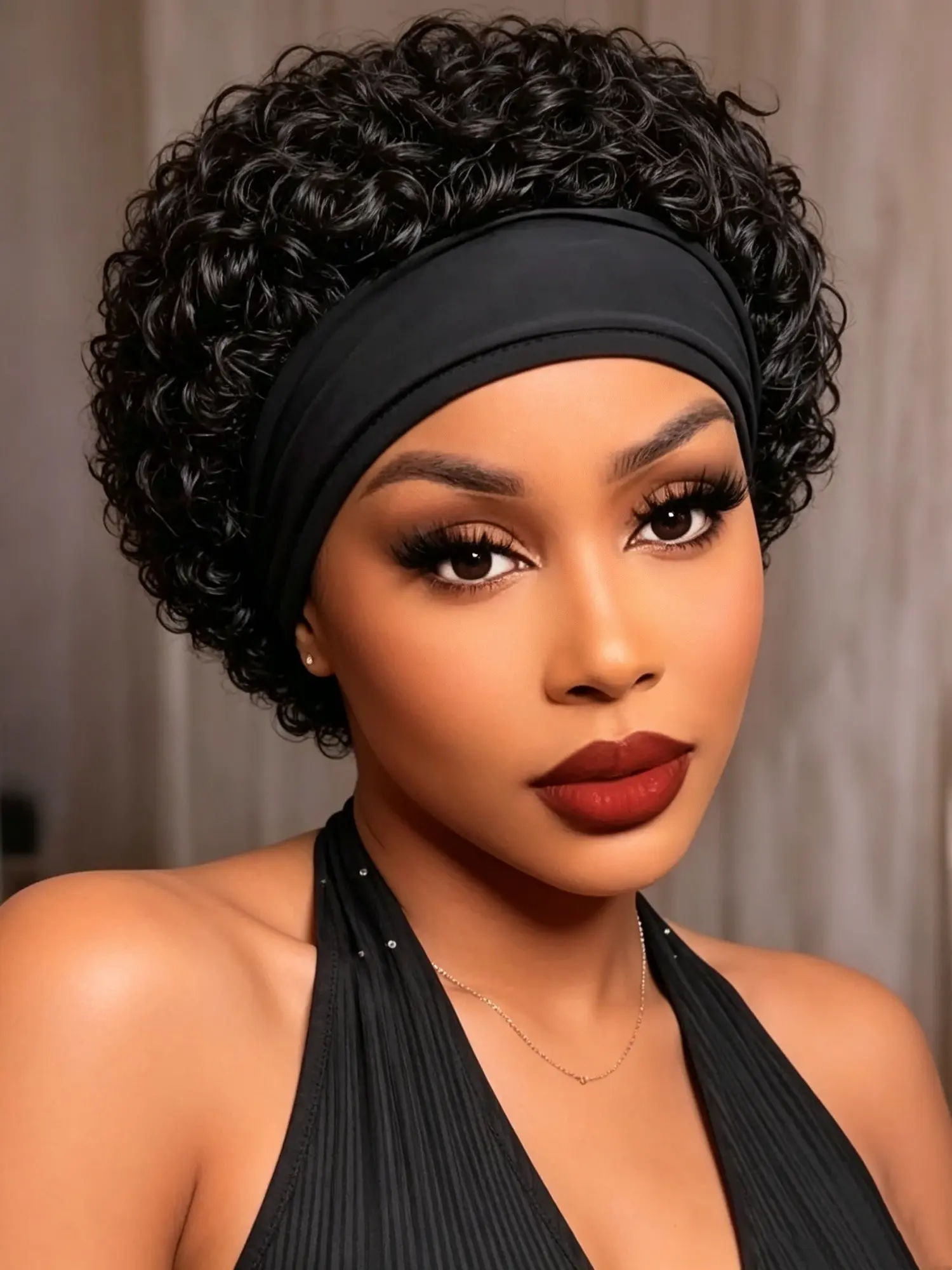 6 Inch Short Pixie Cut Headband Wig Human Hair Silky Glueless Headband Wigs for  Women 1b/99j Color