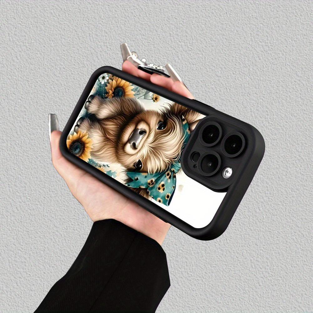 iPhone17 phone case: Scottish Highland Cow and Sunflower creative pattern, New Sky Eye staircase phone case, fun, simple, stylish, trendy and personalized for both men and women, suitable for iPhone17, 16, 15, 14, 13, 12, 11
