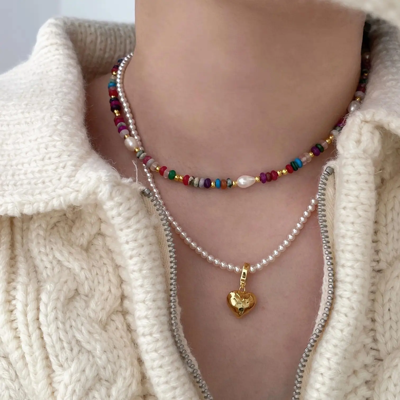 Women's Ethnic-Style Freshwater Pearl Beaded Neck Jewelry, 1-Piece Simple Fashion Accessory for Indoor Leisure & Outdoor Activities