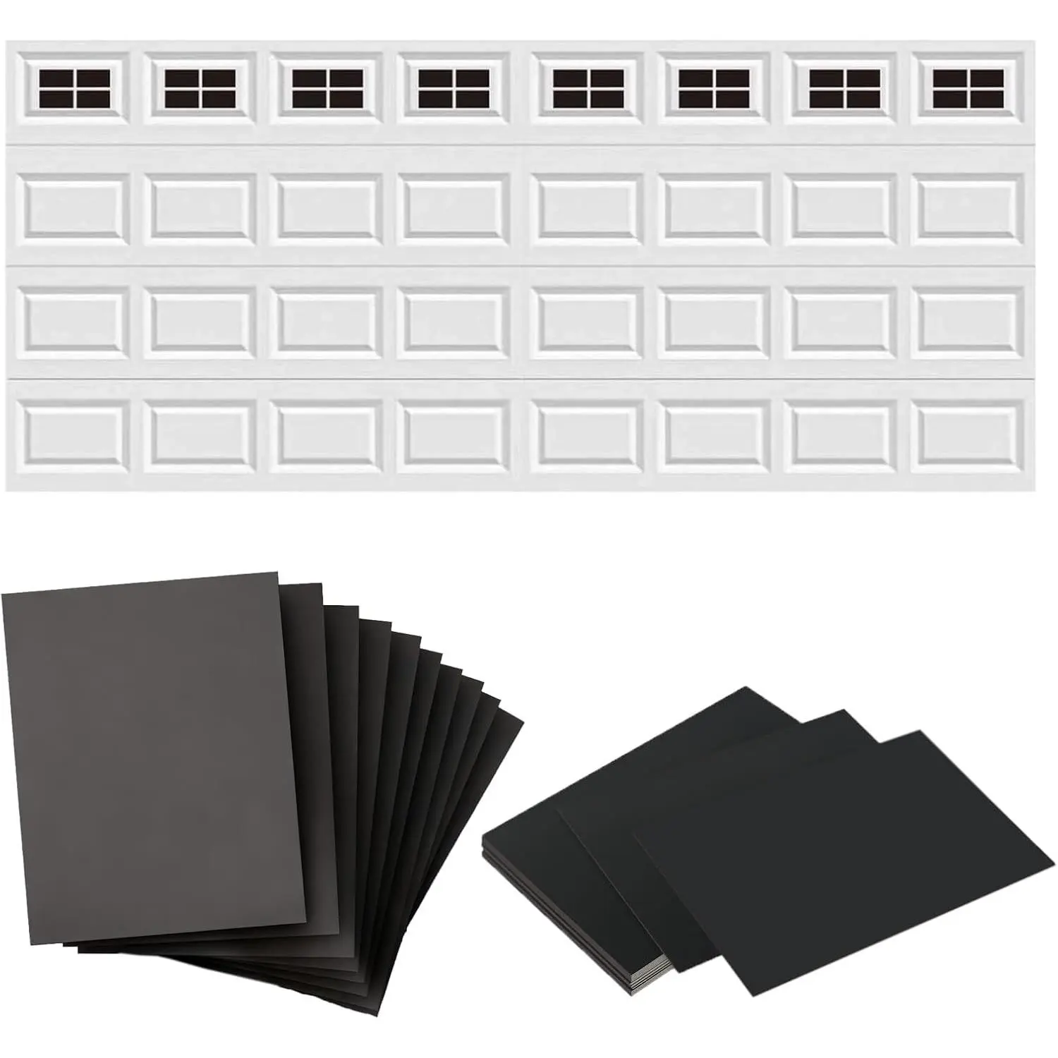 32-Pack Faux Window Magnetic Panels Kit - 6"x4" Removable, Reusable Cut, Weather Resistant for Metal Doors, Home Upgrade Garage/Metal Door Decor Hardware