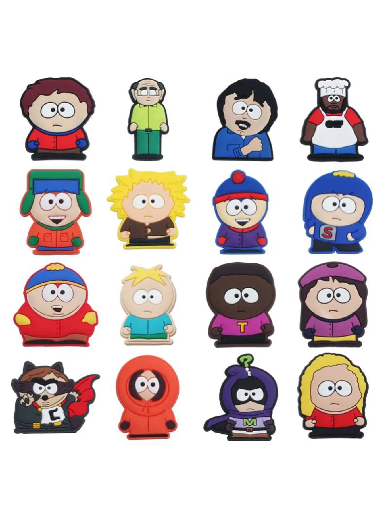 16pcs Cartoon South Park PVC Shoe Decorations, Cute Cross Shoe Accessories, DIY Removable, Non-Toxic, Ideal Gift for Boys and Girls, Shoe Charms for Sneakers