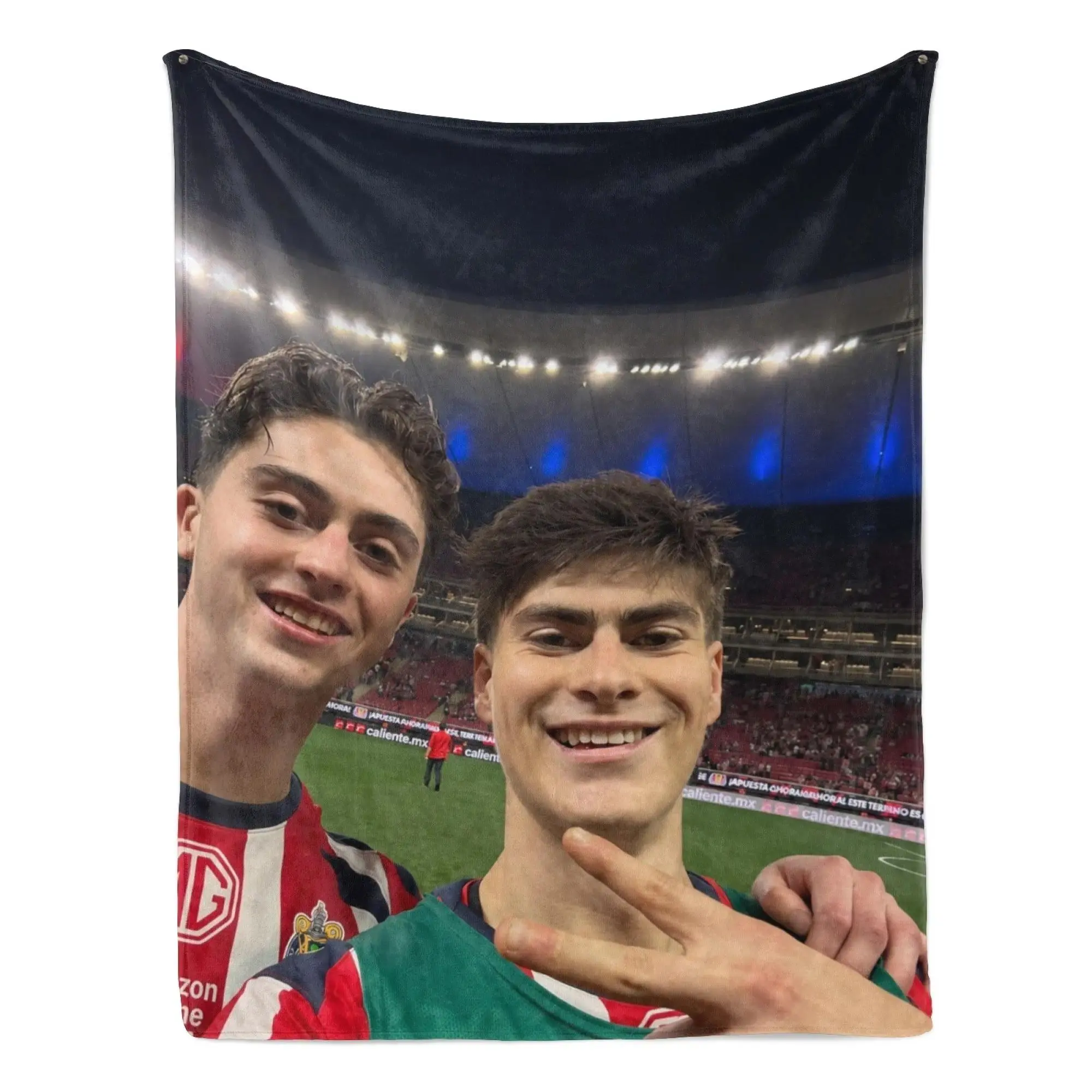 Brian Gutierrez Armando Gonzalez Flannel Blanket Happy Selfie Portrait Fleece Mexico Soft Cozy Plush Bed Blanket For Couch Sofa Bedroom Decor Joyful Duo Fan Gift For Adults