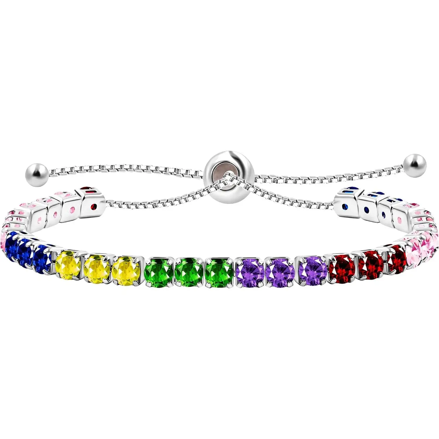 Adjustable Slider Tennis Bracelet for Women - 4mm Cubic Zirconia Classic Bracelet - Summer   for Women