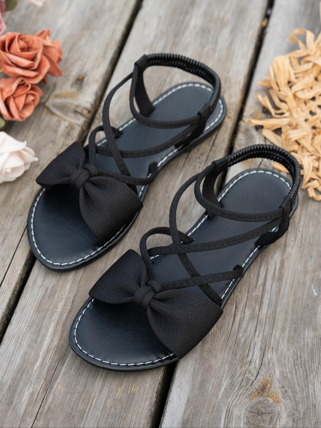 Women's Fashionable Bowknot Design Cross Band Sandals, Casual Comfortable Breathable Sandals for Beach, Fashionable Shoes for Daily Wear, Summer, Footwear for Beach