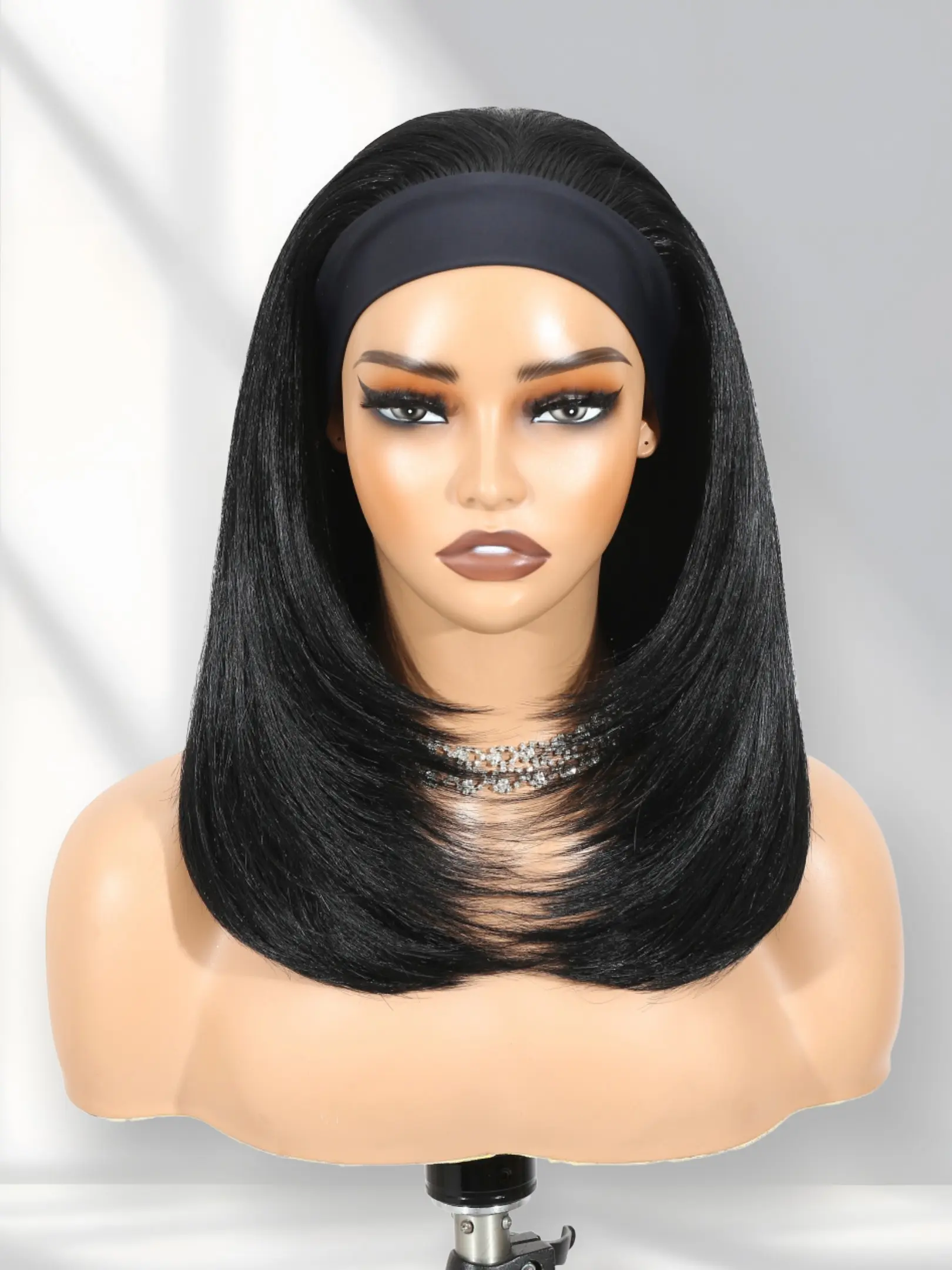 Headband Bob Wig for Women, 14 Inch Straight Cut Shoulder Length, Synthetic Hair, Glueless, Heat Resistant, Beginner Friendly, Beginner Friendly Wigs